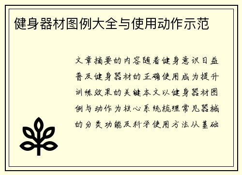 健身器材图例大全与使用动作示范